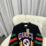 Gucci New Interlocking Double G Flame Towel Embroidery College Style Retro Round Neck Sweater