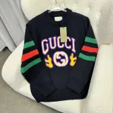 Gucci New Interlocking Double G Flame Towel Embroidery College Style Retro Round Neck Sweater