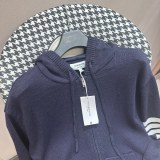 Thom Browne Classic Color Knitted Four Bar Hoodie Zipper Jacket