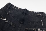 BaLenciaga New Retro Piercing Ring Fire Machine Head Water Washed Jeans