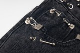BaLenciaga New Retro Piercing Ring Fire Machine Head Water Washed Jeans