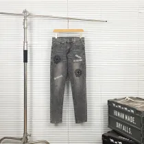 Chrome Hearts New Retro Embroidered Horseshoe Letter Washed Jeans
