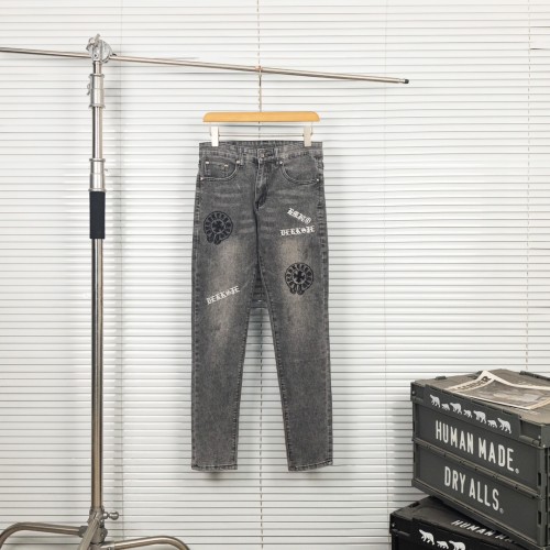 Chrome Hearts New Retro Embroidered Horseshoe Letter Washed Jeans
