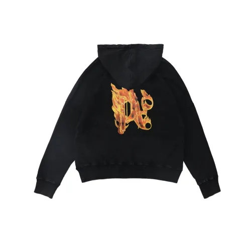 Plam Angels Retro Flame Letter Printed Sportswear Couple Casual Hoodie Sweatshirt