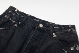 BaLenciaga New Retro Piercing Ring Fire Machine Head Water Washed Jeans