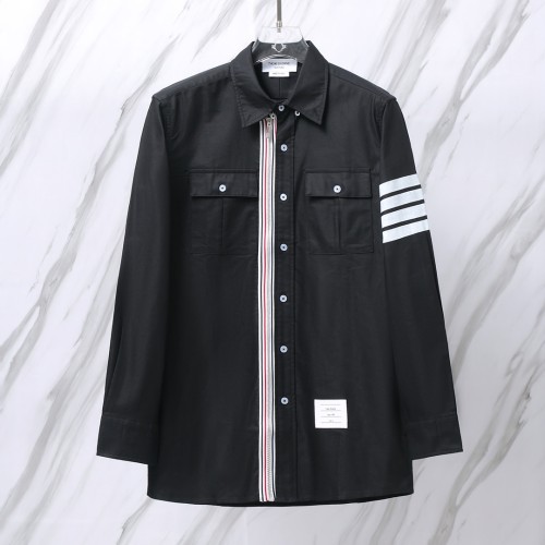 Thom Browne Classic Flannel Yarn Woven Four Bar Brushed Double Pocket Shirt