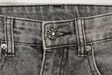 Chrome Hearts New Retro Embroidered Horseshoe Letter Washed Jeans