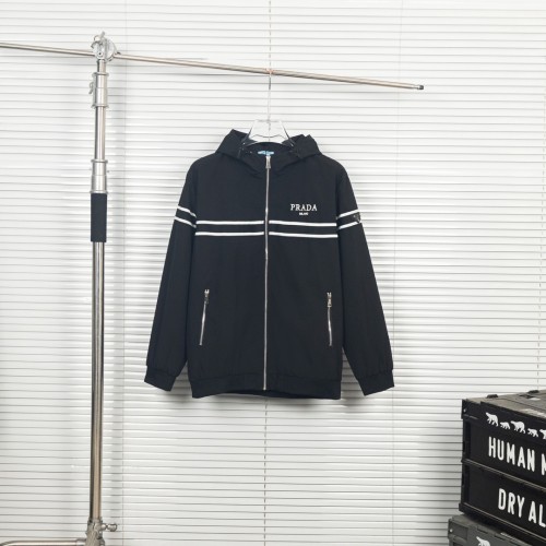 Prada Couple Classic Metal Triangle Logo Zipper Hoodie Jacket