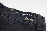 BaLenciaga New Retro Piercing Ring Fire Machine Head Water Washed Jeans