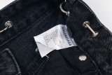 BaLenciaga New Retro Piercing Ring Fire Machine Head Water Washed Jeans