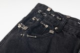 BaLenciaga New Retro Piercing Ring Fire Machine Head Water Washed Jeans