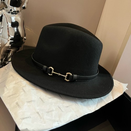 Gucci New Classic Horseshoe Button Wool Top Hat 57CM