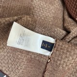 Louis Vuitton Fashion Diamond Embroidered Coffee Chessboard Knitted Long Sleeve