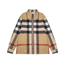 Burberry Classic Checkered Wool Textile Shirt Couple Casual Zipper Jacket