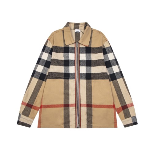 Burberry Classic Checkered Wool Textile Shirt Couple Casual Zipper Jacket