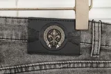 Chrome Hearts New Retro Embroidered Horseshoe Letter Washed Jeans