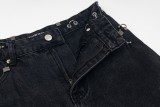 BaLenciaga New Retro Piercing Ring Fire Machine Head Water Washed Jeans