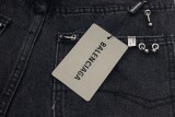 BaLenciaga New Retro Piercing Ring Fire Machine Head Water Washed Jeans