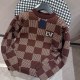 Louis Vuitton Fashion Diamond Embroidered Coffee Chessboard Knitted Long Sleeve