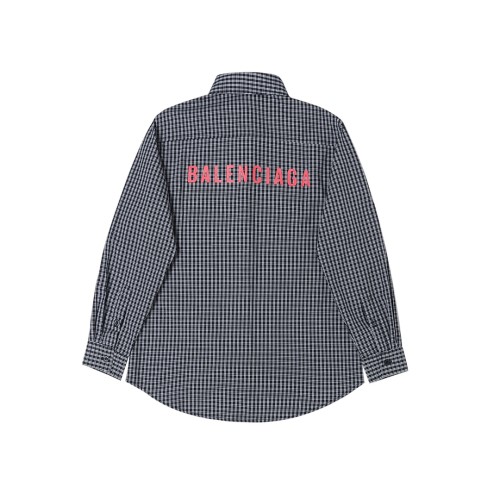 Balenciaga Classic Back Logo Letter Grid Shirt Unisex Casual Versatile Top