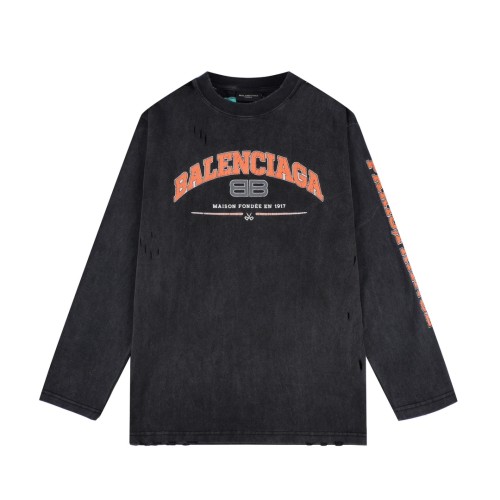 Balenciaga Classic Logo Printed Long Sleeve T-shirt High Street Casual T-shirt