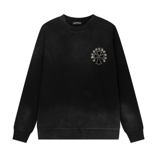 Chrome Heart Fashion Hot Diamond Sanskrit Cross Round Neck Hoodie