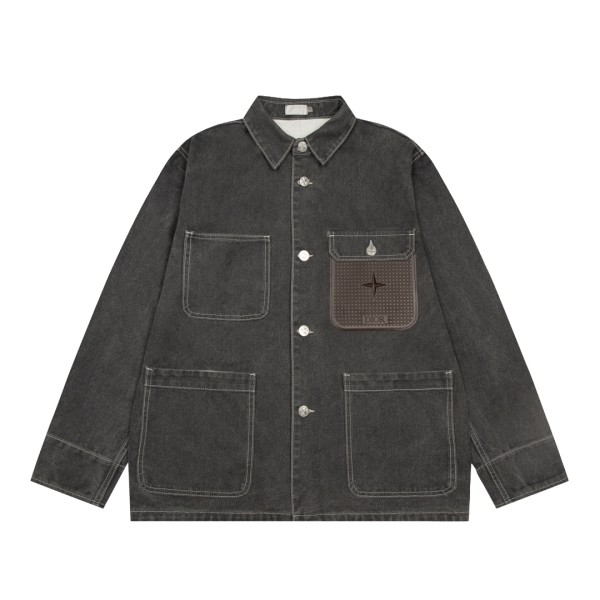 Dior X Stone Multi Bag Leather Washed Cowboy Jacket