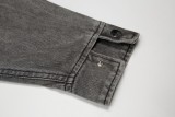 Prada Classic Triangle Zipper Wash Water Gradient Denim Coat
