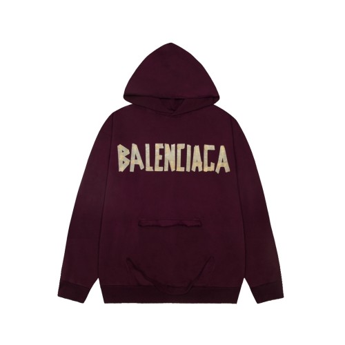 Balenciaga Retro Damaged Tape Logo Printed Hoodie Couple Washed Oversize Casual Sportswear