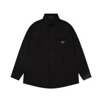 Prada Classic Triangle Logo Zipper Pocket Versatile Casual Shirt