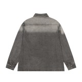 Prada Classic Triangle Zipper Wash Water Gradient Denim Coat