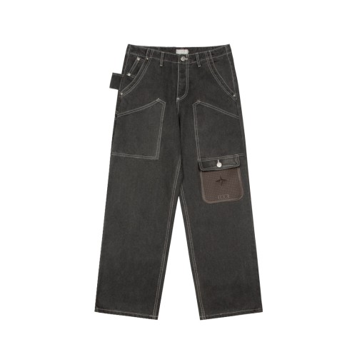 Dior X Stone Multi Bag Leather Washed Cowboy Pants