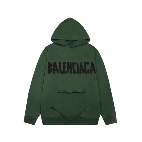 Balenciaga Retro Damaged Tape Logo Printed Hoodie Couple Washed Oversize Casual Sportswear