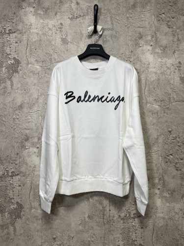 Balenciaga Couple's Versatile Handwritten Logo Letter Printed Round Neck Long Sleeve T-shirt