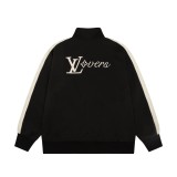 Louis Vuitton Classic Floral Embroidery Pattern Casual Zipper Hoodie Set