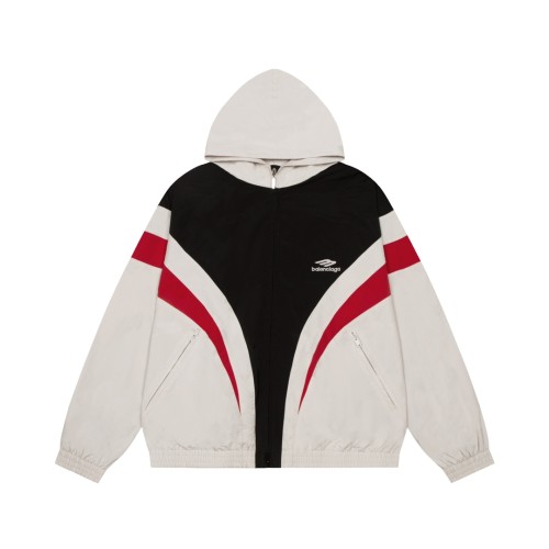 Balenciaga Fashion Logo Embroidered Splicing Jacket Couple Oversize Casual Coat
