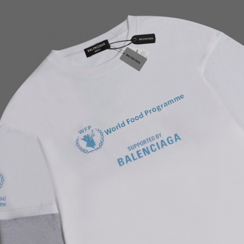 Balenciaga New Couple Logo Letter Printed Fake Two Round Neck Long Sleeve T-shirts