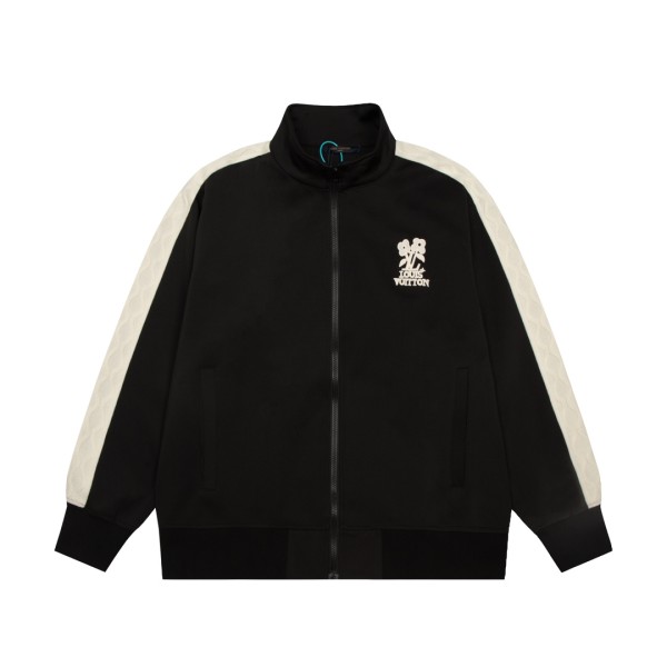 Louis Vuitton Classic Floral Embroidery Pattern Casual Zipper Hoodie Set
