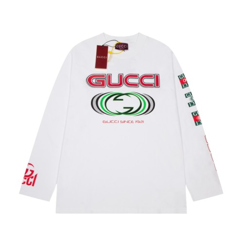 Gucci Classic 3D Logo Printed Embroidered Round Neck Casual Long Sleeve T-shirt