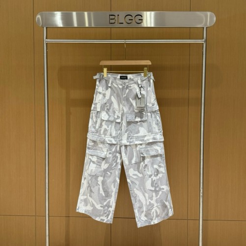 Balenciaga Heavy Industries Camouflage Cargo Washed Damaged Loose Wide Legs Two Wear Work Pants