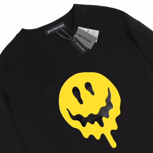 Balenciaga New Couple Smiles Melt Back Embroidered Round Neck Long Sleeve T-shirt
