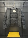 Fendi New Full Dark Pattern Double F Hooded Down Jacket