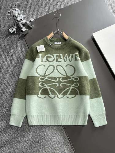 Loewe New Couple Fashion Color blocked Logo Jacquard Casual Versatile Sweater