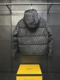 Fendi New Full Dark Pattern Double F Hooded Down Jacket