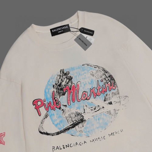Balenciaga x Pink Martini Merch Graffiti Printed Round Neck Hooded Long Sleeve T-shirt