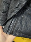 Fendi New Full Dark Pattern Double F Hooded Down Jacket