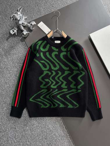 Gucci Unisex Fashion Contrast Twisted Logo Jacquard Casual Versatile Sweater