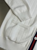 Gucci New Classic Embroidered Logo Striped Jacquard Cardigan Sweater