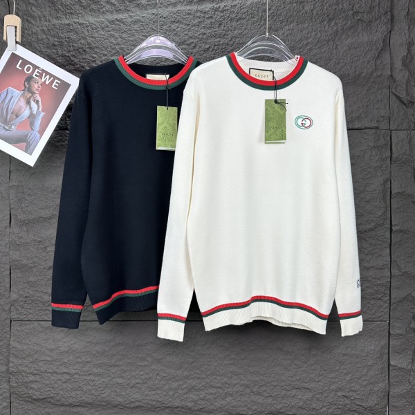 Gucci New Classic Couple Embroidered Logo Round Neck Sweater