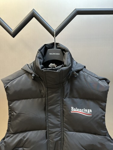 Balenciaga Classic Cola Logo Printed Hooded Vest Cotton Jacket